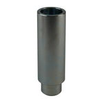 Front view of a metal pad height adaptor for automotive hoists, with a hollow top and smooth cylindrical design, used for lift height adjustments in automotive hoisting systems.