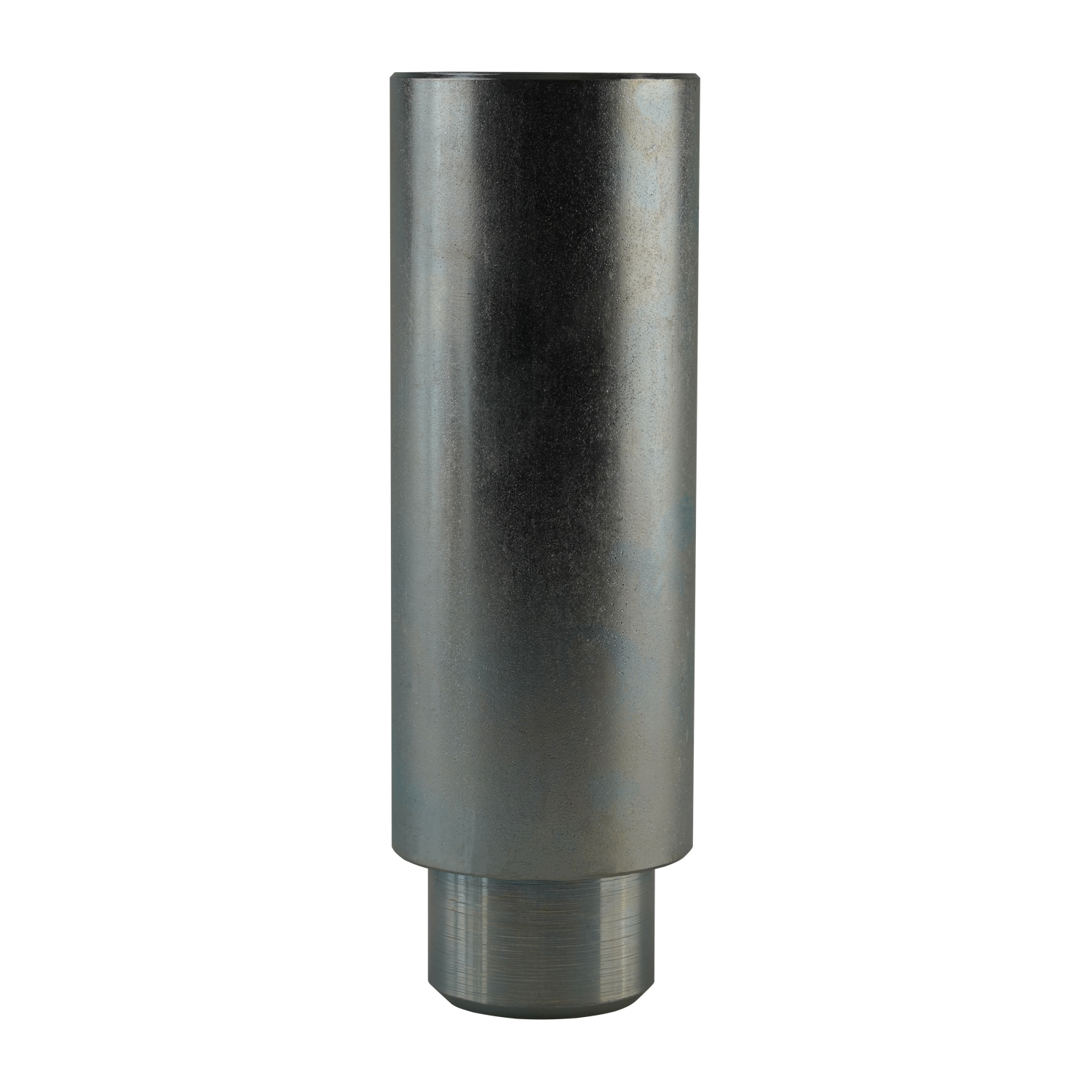 Metal pad height adaptor 127mm x 38mm for automotive hoists, designed to adjust lift height, featuring a cylindrical, smooth metal finish.