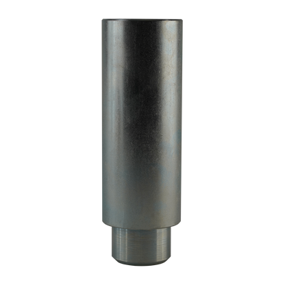 Metal pad height adaptor 127mm x 38mm for automotive hoists, designed to adjust lift height, featuring a cylindrical, smooth metal finish.