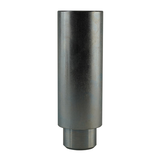 Metal pad height adaptor 127mm x 38mm for automotive hoists, designed to adjust lift height, featuring a cylindrical, smooth metal finish.