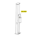 2D drawing of the Brass hydraulic hose fitting with male and female threaded ends and a black rubber seal - Power Unit Fitting and where it is placed or located in the TL4.0BP 2 post car hoist
