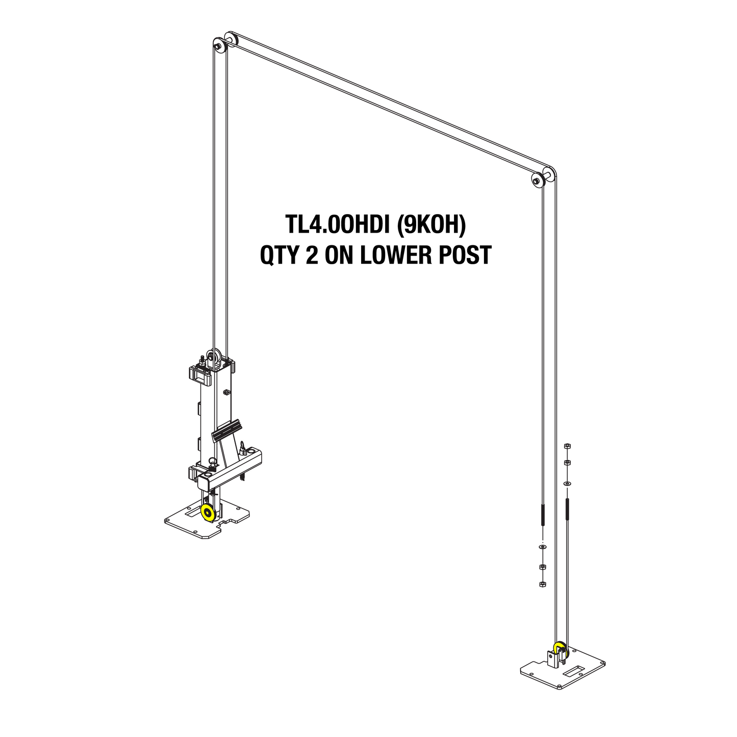 Lower Post Cable Pulley part location drawing for a TL4.0OHDI (9KOH)