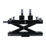 Black motorcycle bike jack with a scissor-style hydraulic mechanism