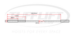This image is a technical diagram of a hoist cable measuring 3185.16mm in length with a diameter of 9.52mm. The cable features M19 threads on one end, with the threaded section measuring 122mm in length and an adjacent 80mm section for fitting. The diagram provides detailed measurements for proper installation and use in hoisting systems.