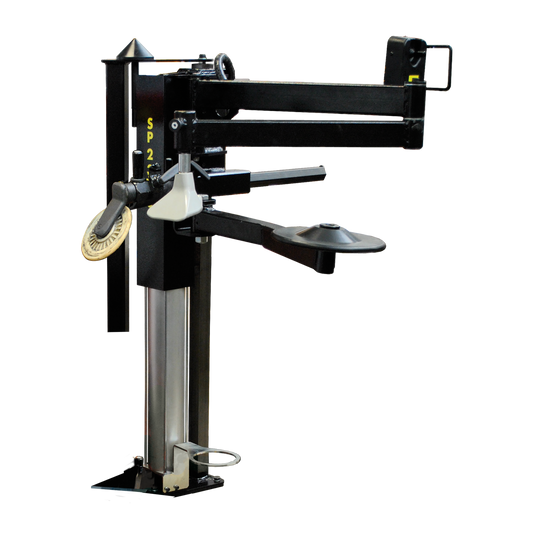 The image showcases the Corghi SP2300 Tyre Changer Assist Arm, designed to enhance the precision and efficiency of tire mounting and demounting processes. This assist arm provides extra support, particularly useful for run-flat and low-profile tires, making it a valuable tool for workshops aiming to improve productivity and safety during tire service operations.