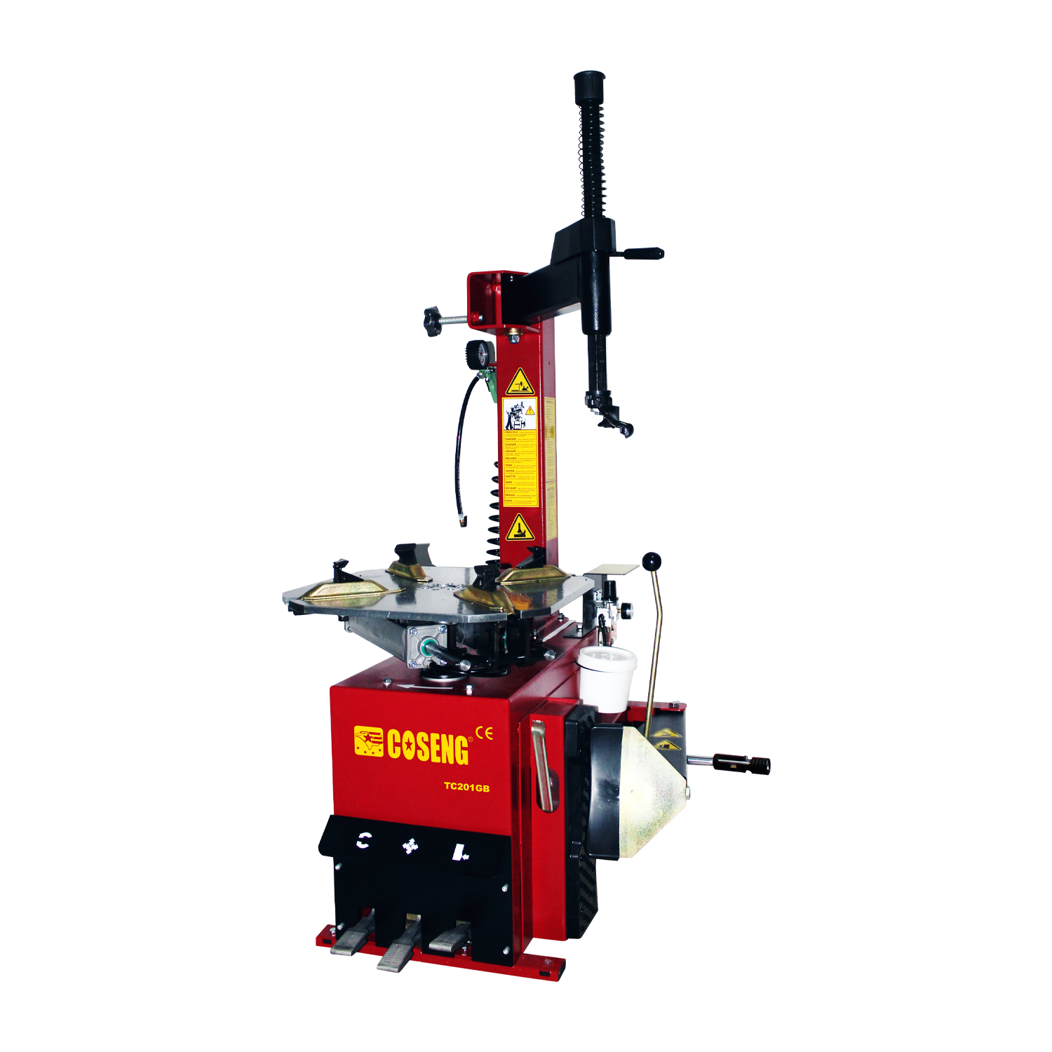 Coseng C201GB tyre changer with a red base and swing arm