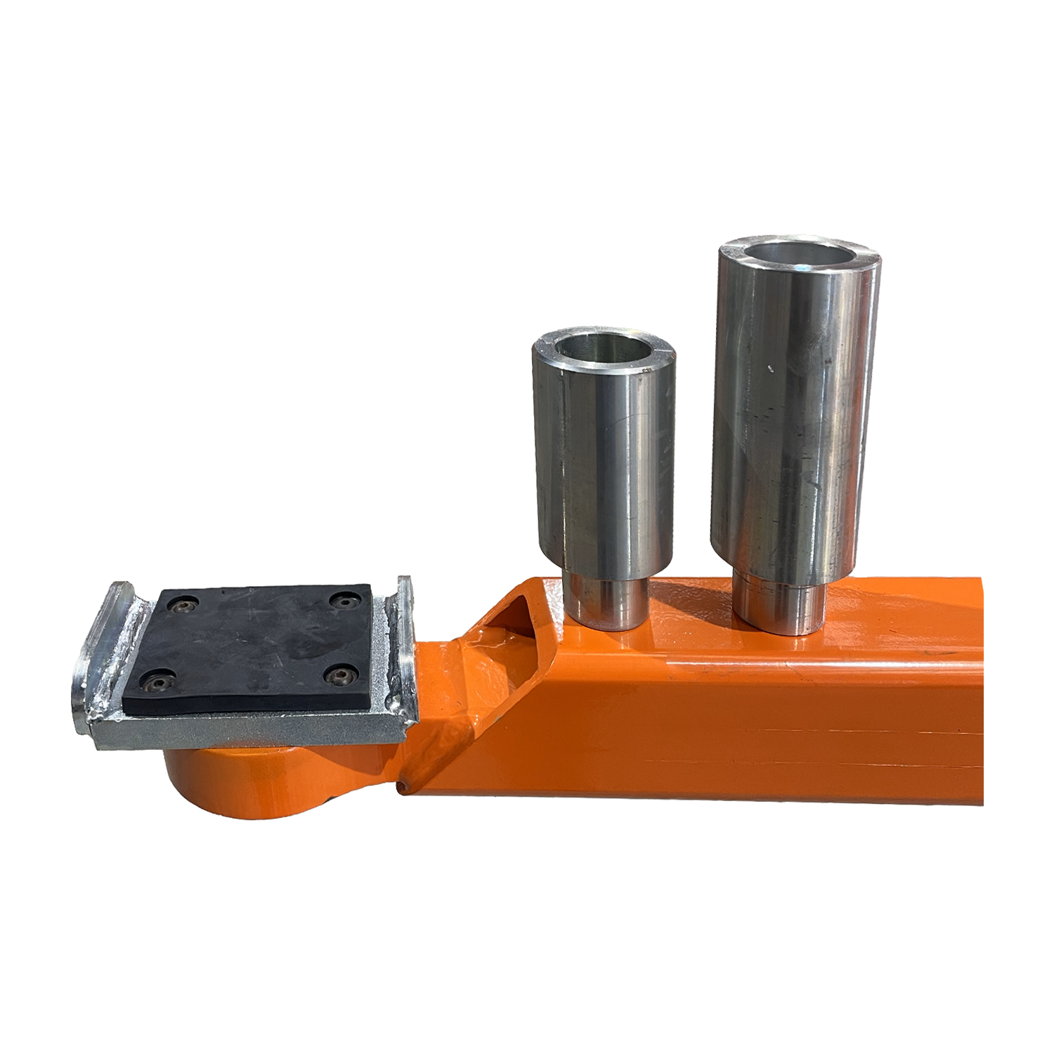 Close-up of the adjustable arm pads and lifting adapters on a 2 post car hoist, highlighting the durable construction and precise adjustment capabilities - 2 Post Hoist Clear Floor - 5.5 Ton | TLV5.5OH