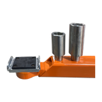 Close-up of the adjustable arm pads and lifting adapters on a 2 post car hoist, highlighting the durable construction and precise adjustment capabilities - 2 Post Hoist Clear Floor - 5.5 Ton | TLV5.5OH
