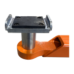 Close-up of an adjustable arm and adapter on a 2 post car hoist, showcasing the durable rubber pad and solid metal construction for secure vehicle lifting. - 2 Post Hoist Clear Floor - 5.5 Ton | TLV5.5OH