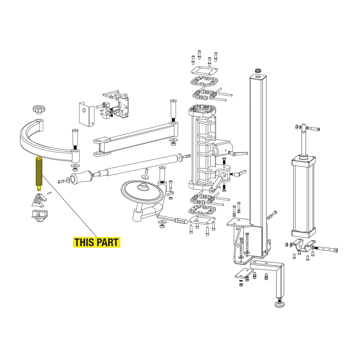 Tyre Changer Double Screw Rod - Part Location