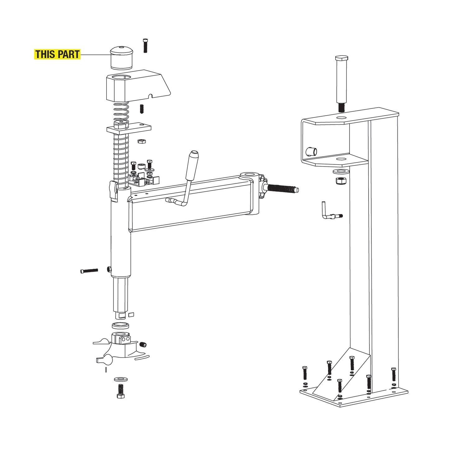 Tyre Changer Hexagon Pressure Rod Cap S40 part location