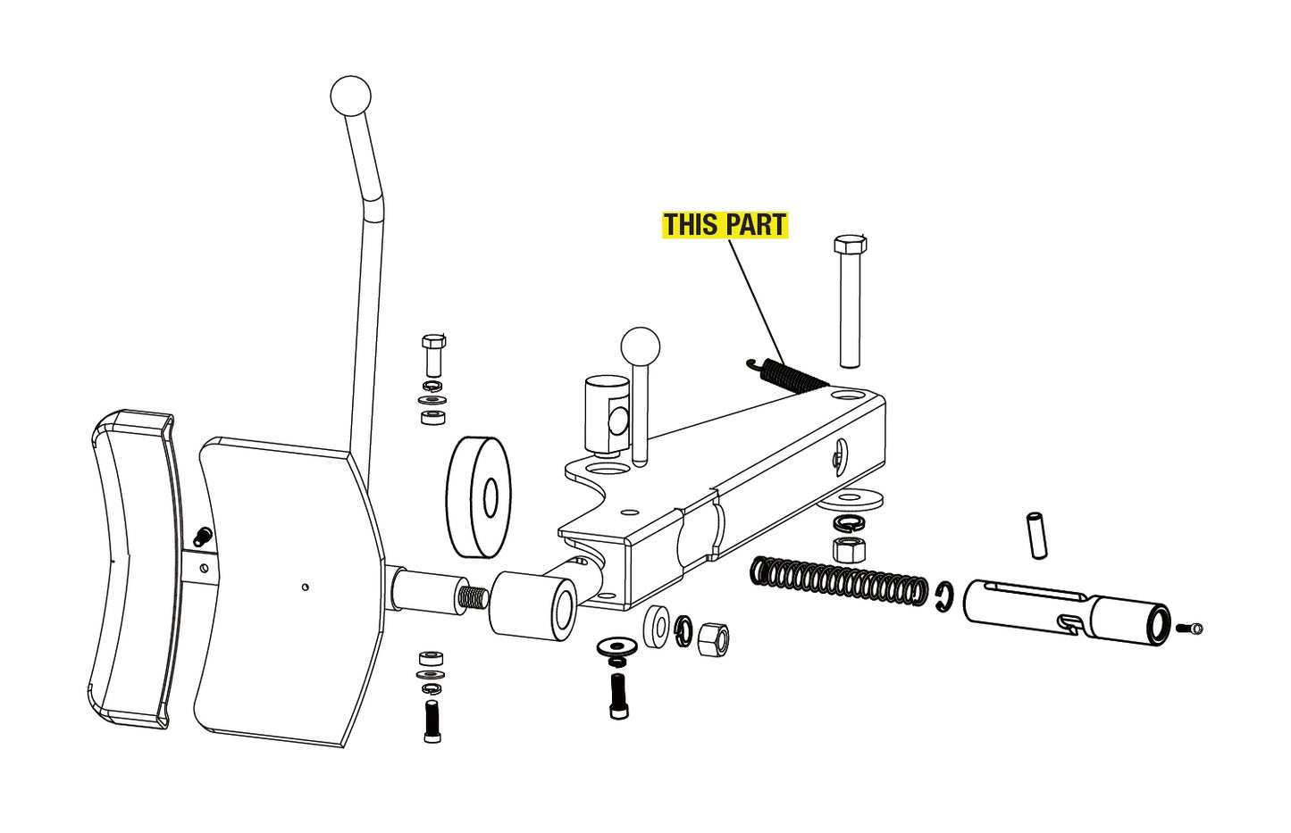 Tyre Changer Shovel Arm Pull Spring part location
