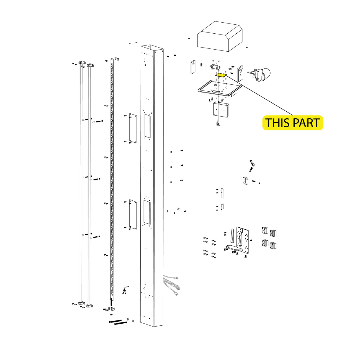 Wheel Aligner Control Board Motorised Post - part location