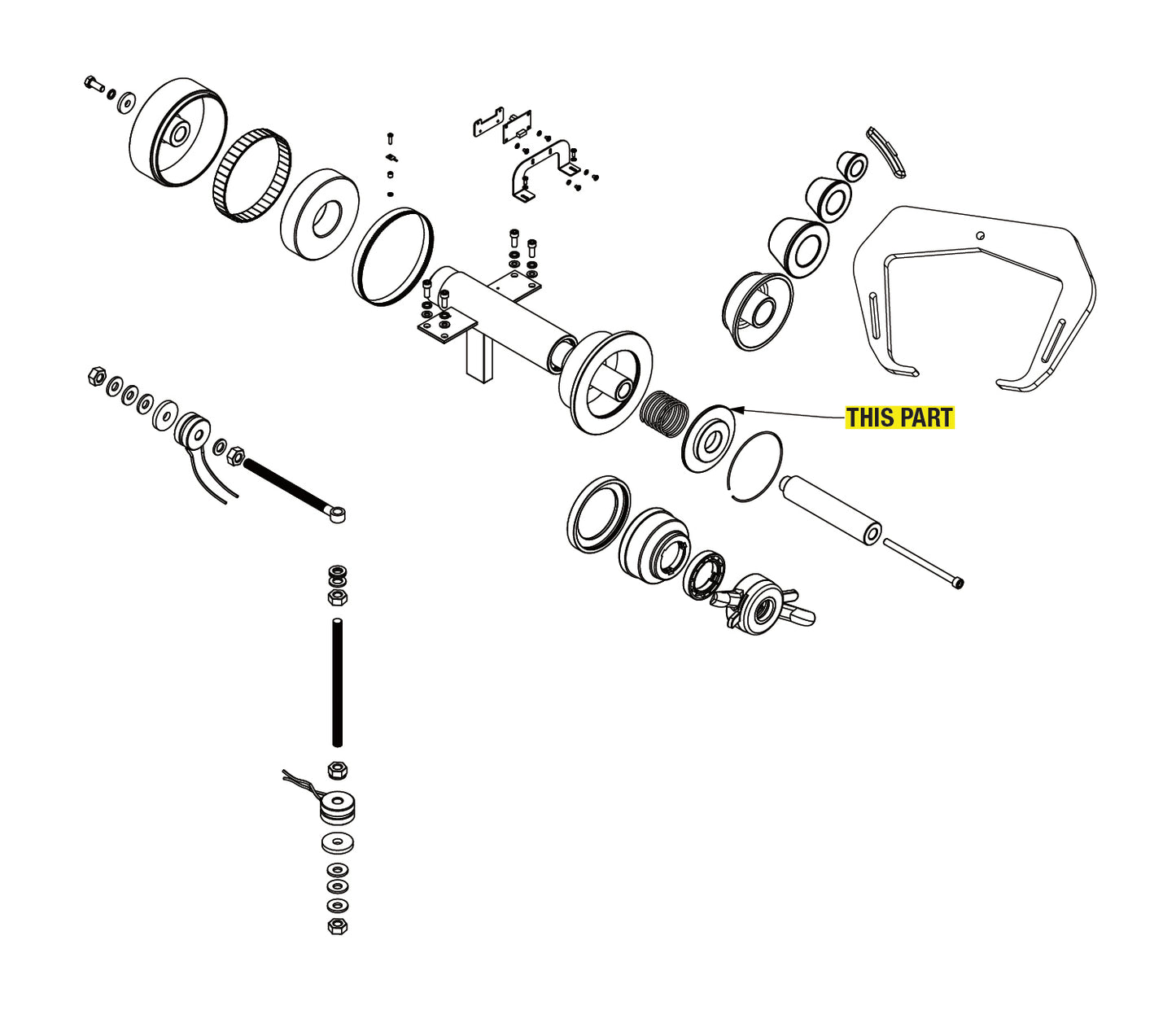 Large wheel balancer Washer Plate part location drawing